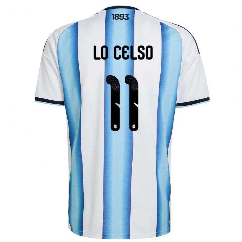 Danxen Kvinnor Argentina Giovani Lo Celso #11 Vit Himmelblå Marin Hemmatröja Matchtröjor 26-28 Tröjor T-Tröja