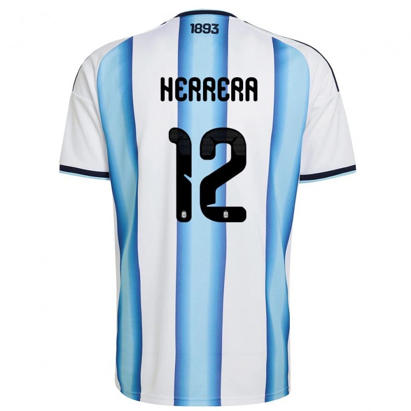 Danxen Kvinnor Argentina Franco Herrera #12 Vit Himmelblå Marin Hemmatröja Matchtröjor 26-28 Tröjor T-Tröja