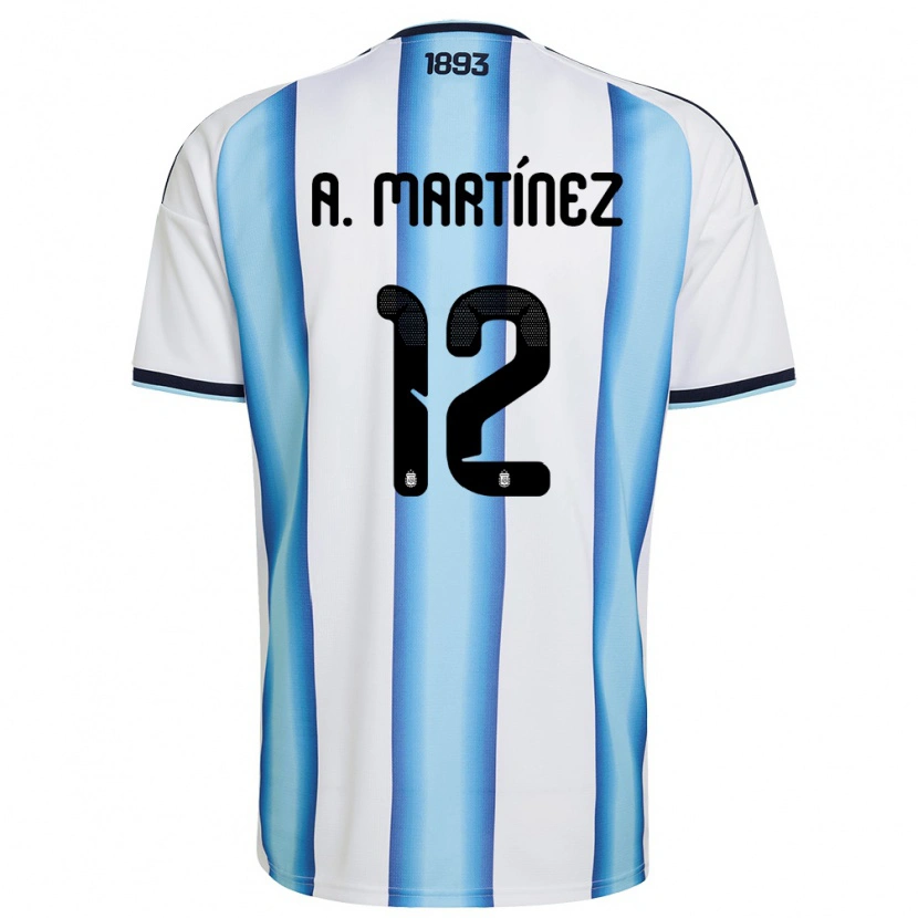 Danxen Kvinnor Argentina Agustín Martínez #12 Vit Himmelblå Marin Hemmatröja Matchtröjor 26-28 Tröjor T-Tröja