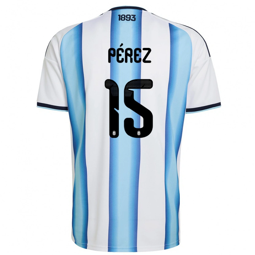 Danxen Kvinnor Argentina Tomás Pérez #15 Vit Himmelblå Marin Hemmatröja Matchtröjor 26-28 Tröjor T-Tröja