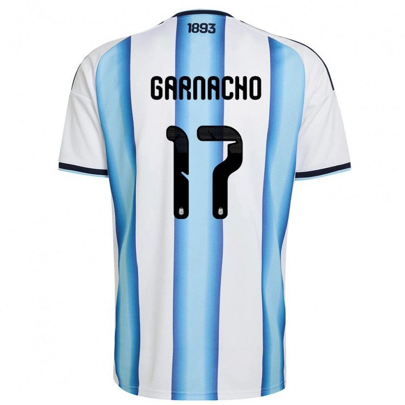 Danxen Kvinnor Argentina Alejandro Garnacho #17 Vit Himmelblå Marin Hemmatröja Matchtröjor 26-28 Tröjor T-Tröja