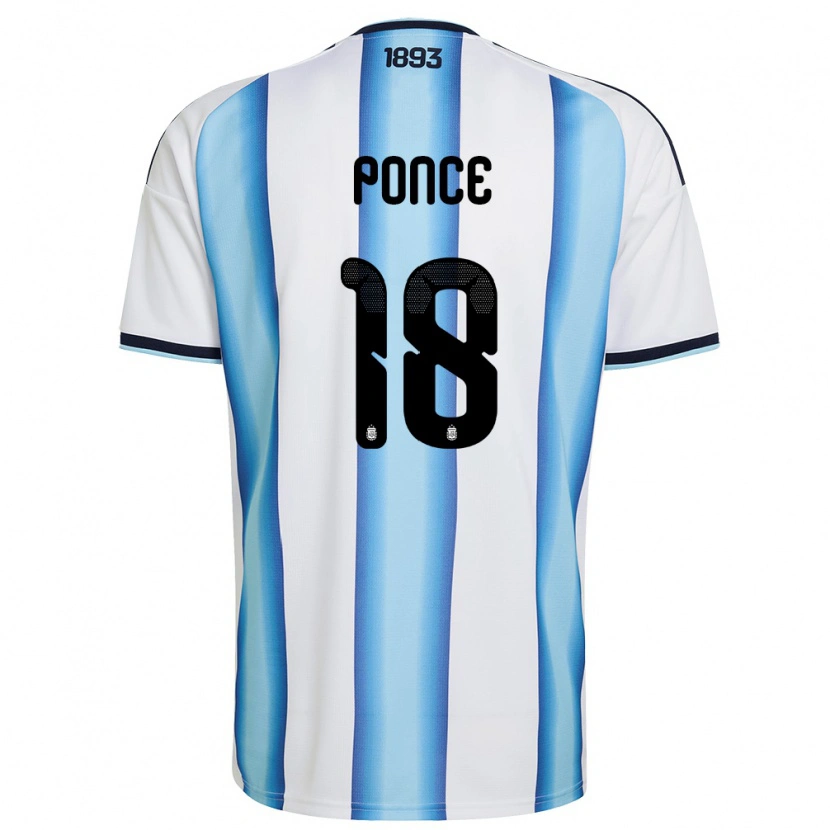 Danxen Kvinnor Argentina Ezequiel Ponce #18 Vit Himmelblå Marin Hemmatröja Matchtröjor 26-28 Tröjor T-Tröja