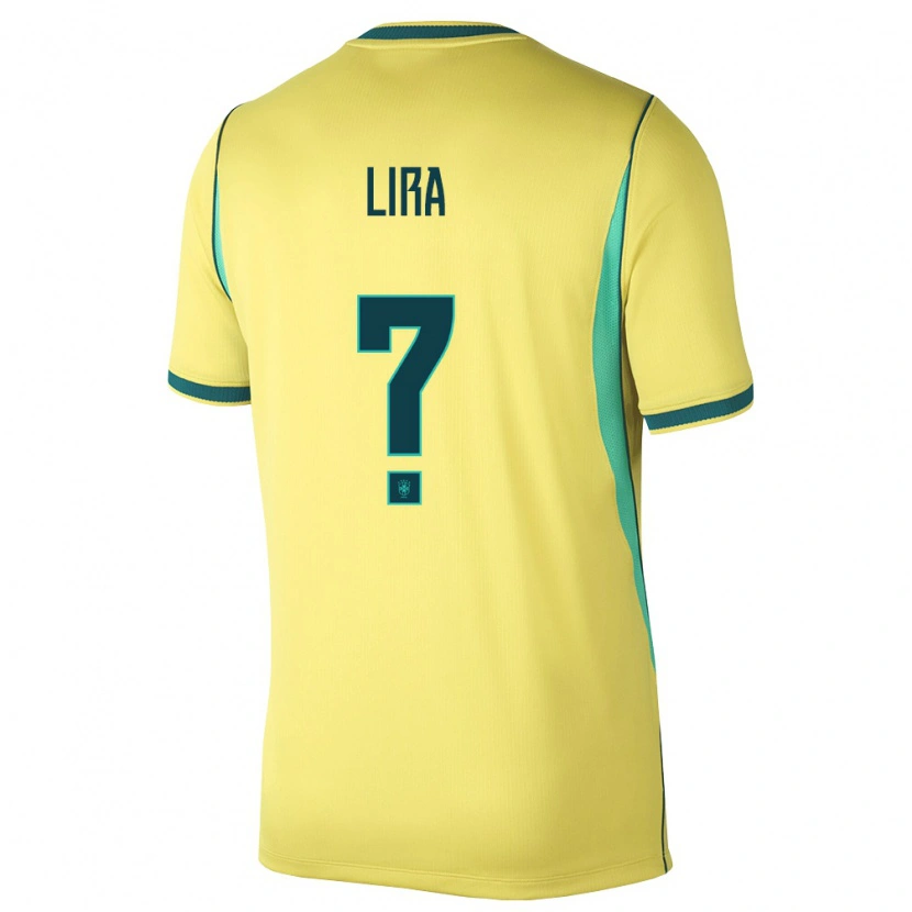 Danxen Kvinnor Brasilien Vinicius Lira #0 Gul Grön Hemmatröja Matchtröjor 26-28 Tröjor T-Tröja