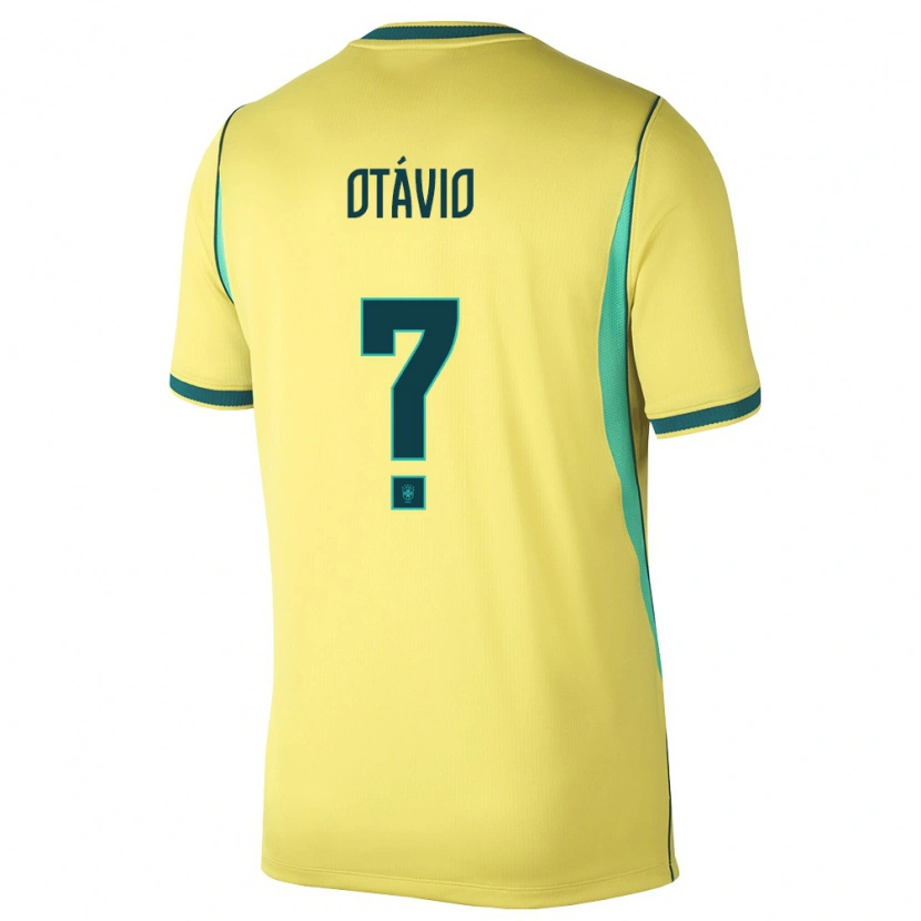 Danxen Kvinnor Brasilien Luis Otávio #0 Gul Grön Hemmatröja Matchtröjor 26-28 Tröjor T-Tröja