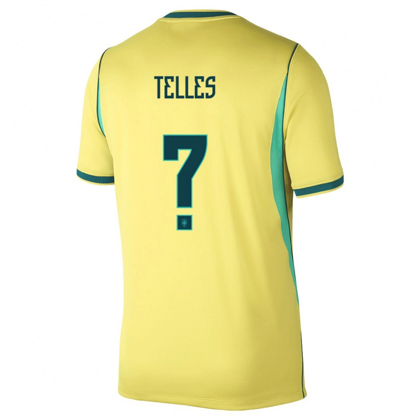 Danxen Kvinnor Brasilien Douglas Telles #0 Gul Grön Hemmatröja Matchtröjor 26-28 Tröjor T-Tröja