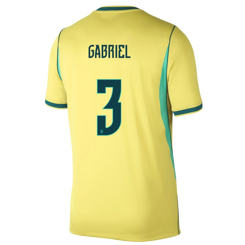 Danxen Kvinnor Brasilien Gabriel Magalhães #3 Gul Grön Hemmatröja Matchtröjor 26-28 Tröjor T-Tröja