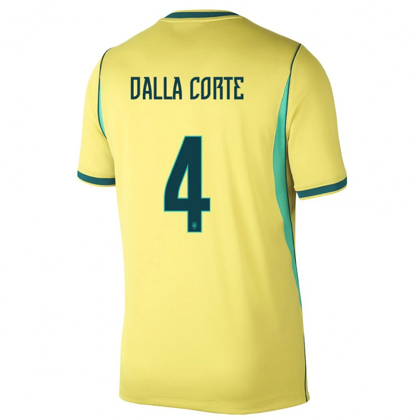 Danxen Kvinnor Brasilien Joao Dalla Corte #4 Gul Grön Hemmatröja Matchtröjor 26-28 Tröjor T-Tröja