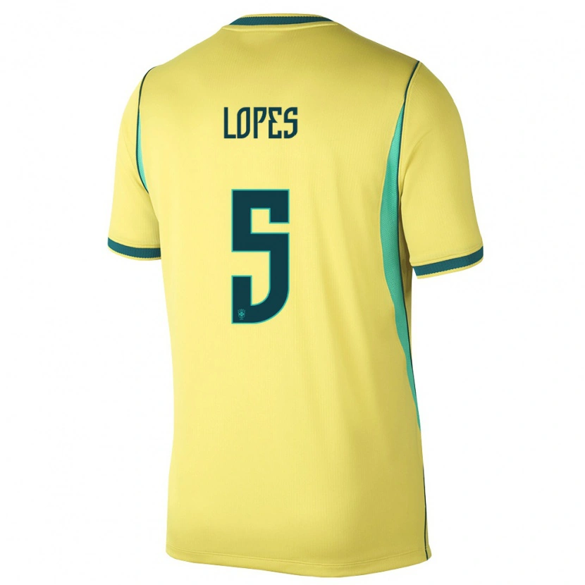 Danxen Kvinnor Brasilien Lucas Lopes #5 Gul Grön Hemmatröja Matchtröjor 26-28 Tröjor T-Tröja