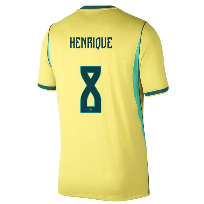Danxen Kvinnor Brasilien Pedro Henrique #8 Gul Grön Hemmatröja Matchtröjor 26-28 Tröjor T-Tröja