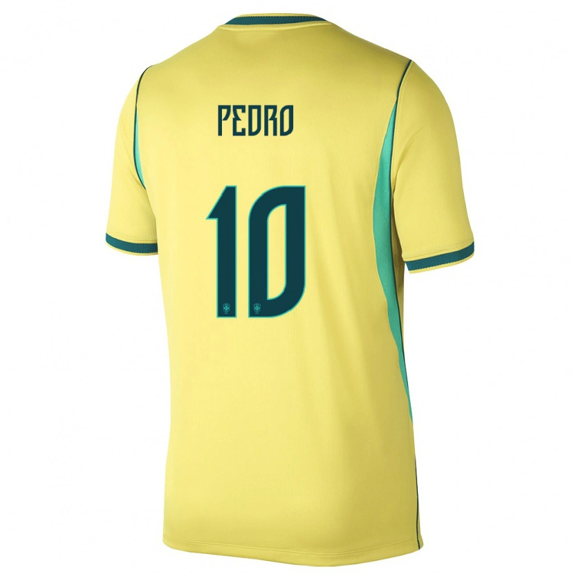 Danxen Kvinnor Brasilien Pedro #10 Gul Grön Hemmatröja Matchtröjor 26-28 Tröjor T-Tröja