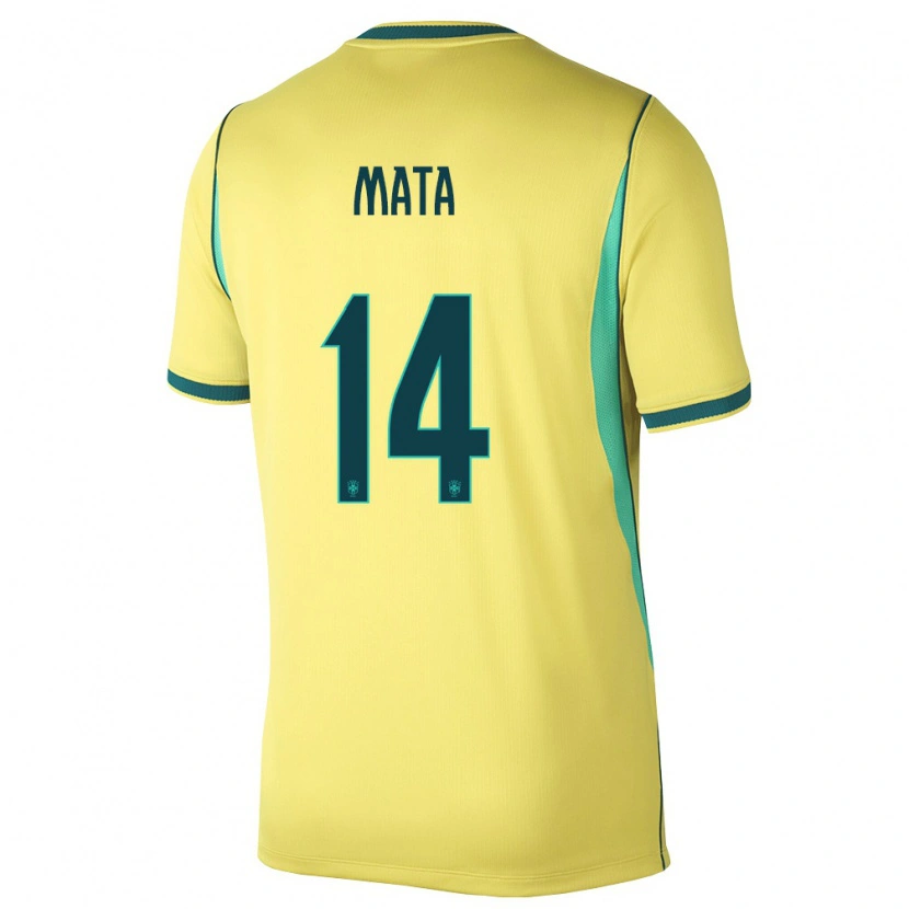 Danxen Kvinnor Brasilien Da Mata #14 Gul Grön Hemmatröja Matchtröjor 26-28 Tröjor T-Tröja