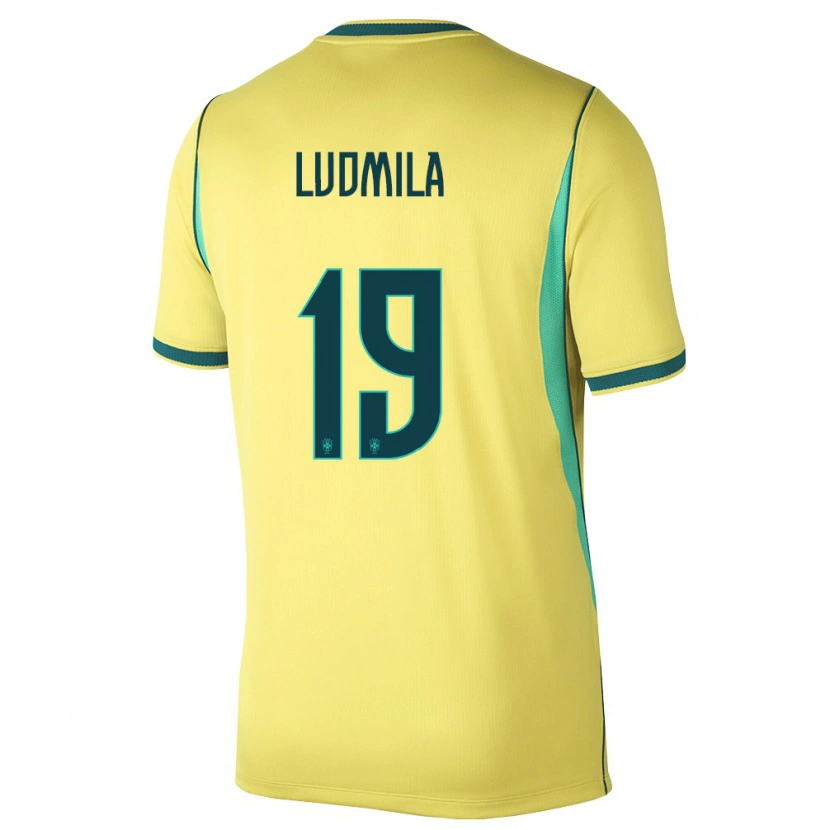Danxen Kvinnor Brasilien Ludmila #19 Gul Grön Hemmatröja Matchtröjor 26-28 Tröjor T-Tröja