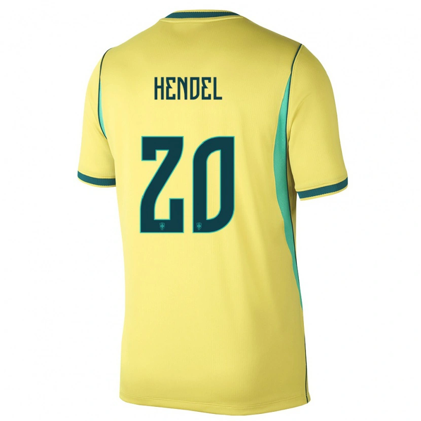 Danxen Kvinnor Brasilien Hendel #20 Gul Grön Hemmatröja Matchtröjor 26-28 Tröjor T-Tröja