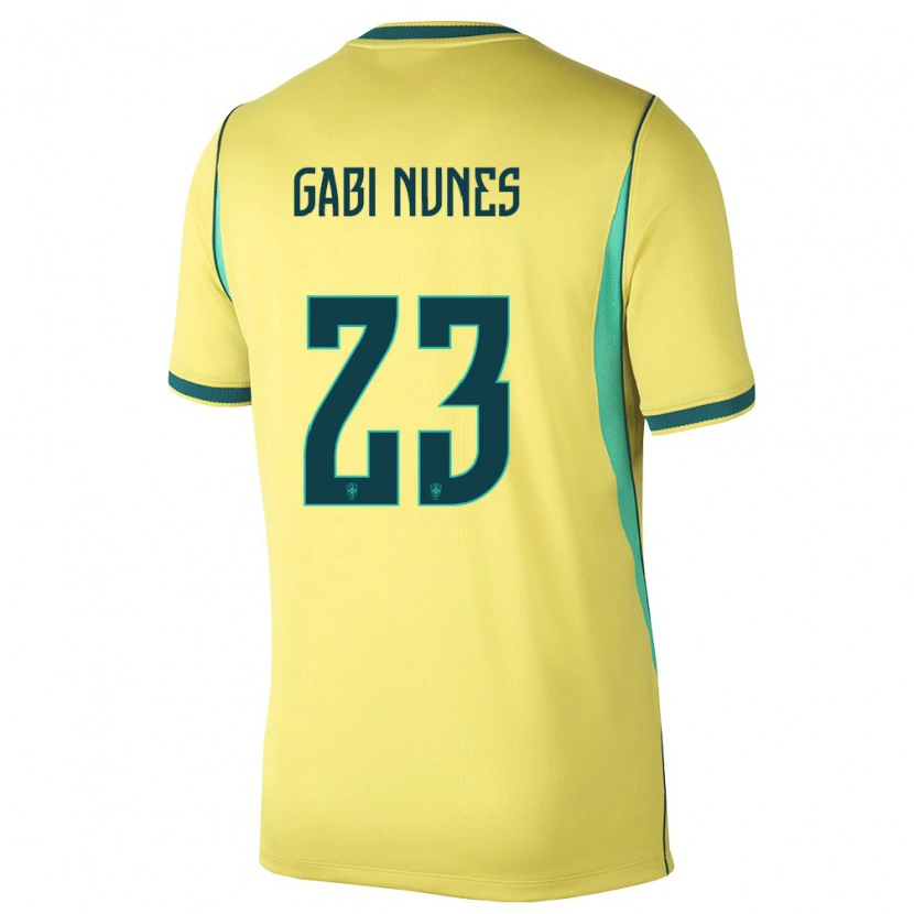 Danxen Kvinnor Brasilien Gabi Nunes #23 Gul Grön Hemmatröja Matchtröjor 26-28 Tröjor T-Tröja