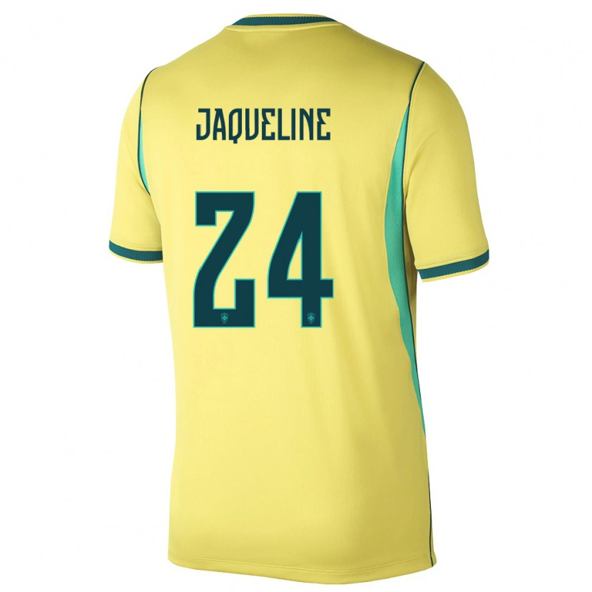 Danxen Kvinnor Brasilien Jaqueline #24 Gul Grön Hemmatröja Matchtröjor 26-28 Tröjor T-Tröja