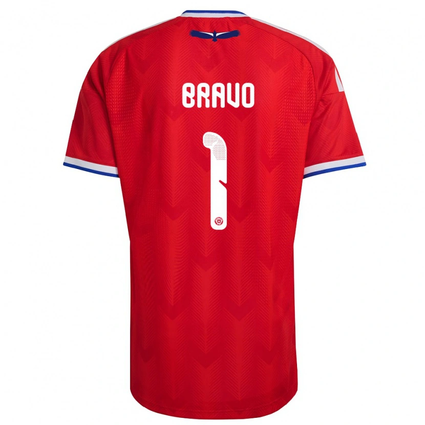 Danxen Kvinnor Chile Claudio Bravo #1 Röd Vit Blå Hemmatröja Matchtröjor 26-28 Tröjor T-Tröja
