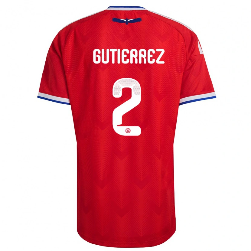 Danxen Kvinnor Chile Joaquín Gutiérrez #2 Röd Vit Blå Hemmatröja Matchtröjor 26-28 Tröjor T-Tröja