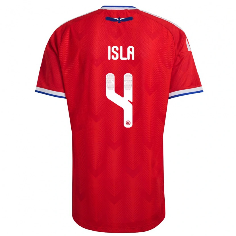 Danxen Kvinnor Chile Mauricio Isla #4 Röd Vit Blå Hemmatröja Matchtröjor 26-28 Tröjor T-Tröja