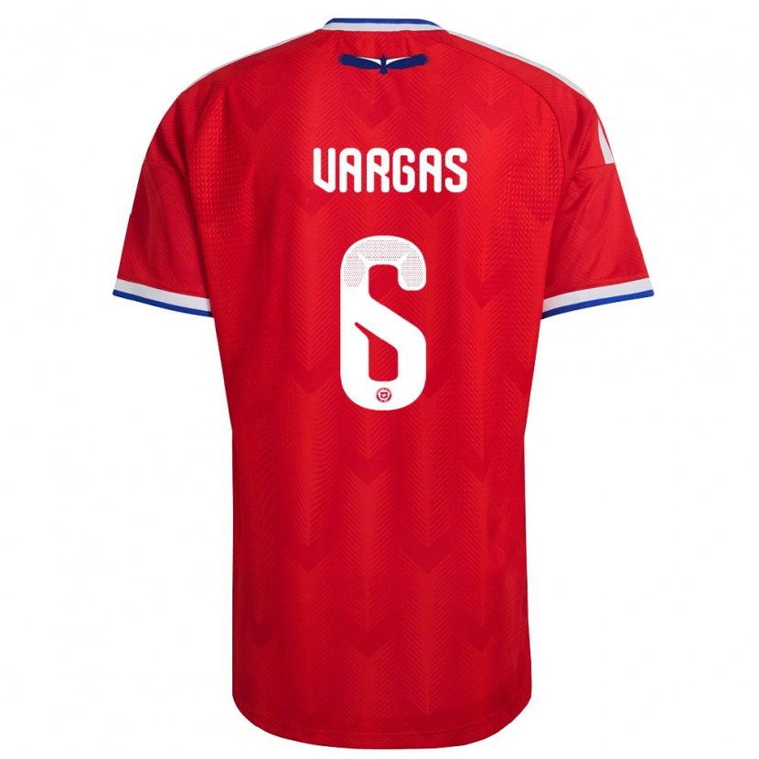 Danxen Kvinnor Chile Sebastián Vargas #6 Röd Vit Blå Hemmatröja Matchtröjor 26-28 Tröjor T-Tröja