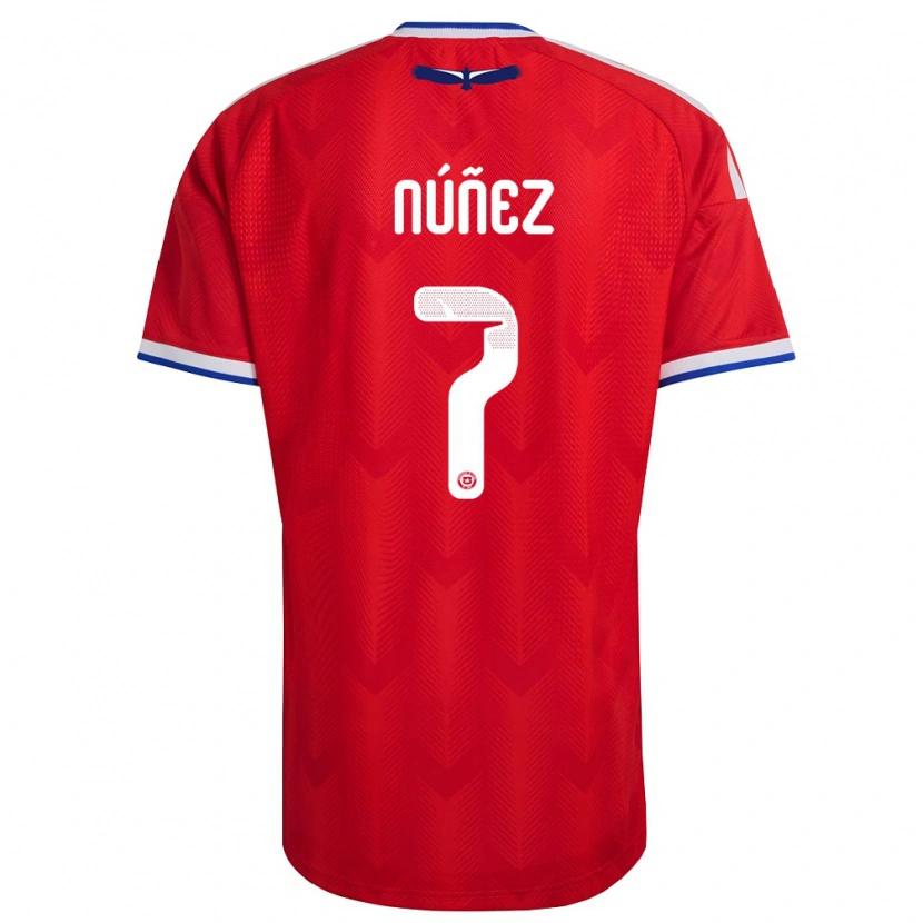Danxen Kvinnor Chile Marcelino Núñez #7 Röd Vit Blå Hemmatröja Matchtröjor 26-28 Tröjor T-Tröja
