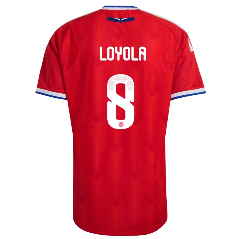 Danxen Kvinnor Chile Felipe Loyola #8 Röd Vit Blå Hemmatröja Matchtröjor 26-28 Tröjor T-Tröja