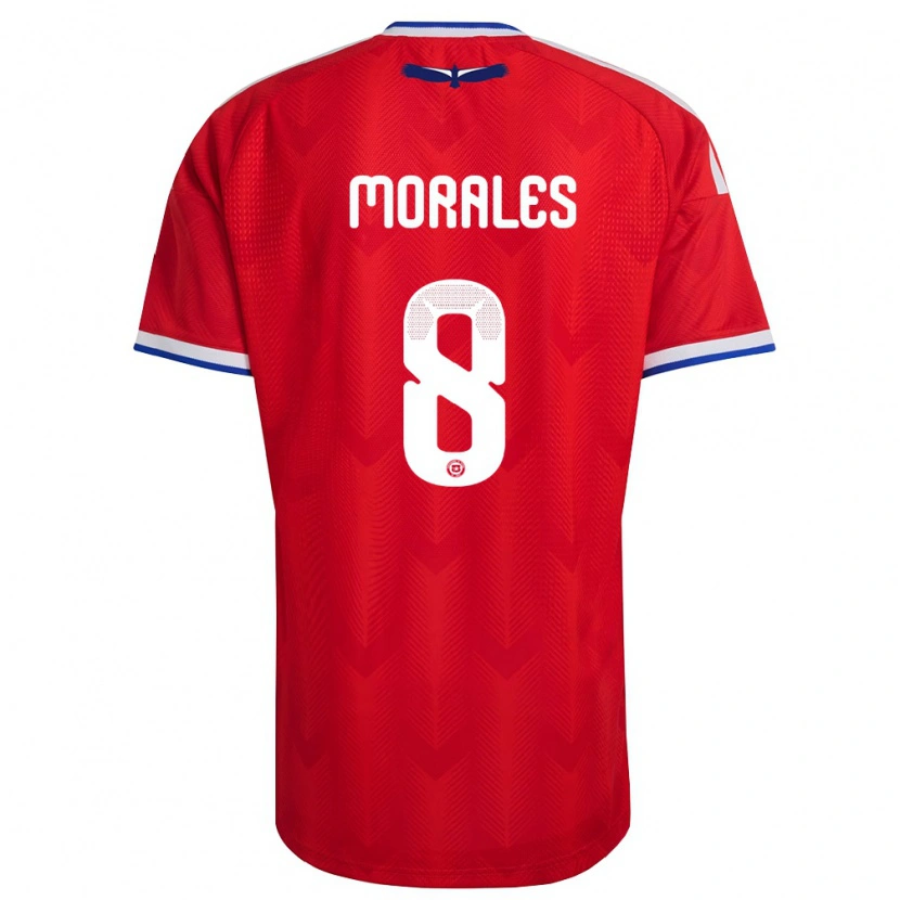 Danxen Kvinnor Chile Cristopher Morales #8 Röd Vit Blå Hemmatröja Matchtröjor 26-28 Tröjor T-Tröja