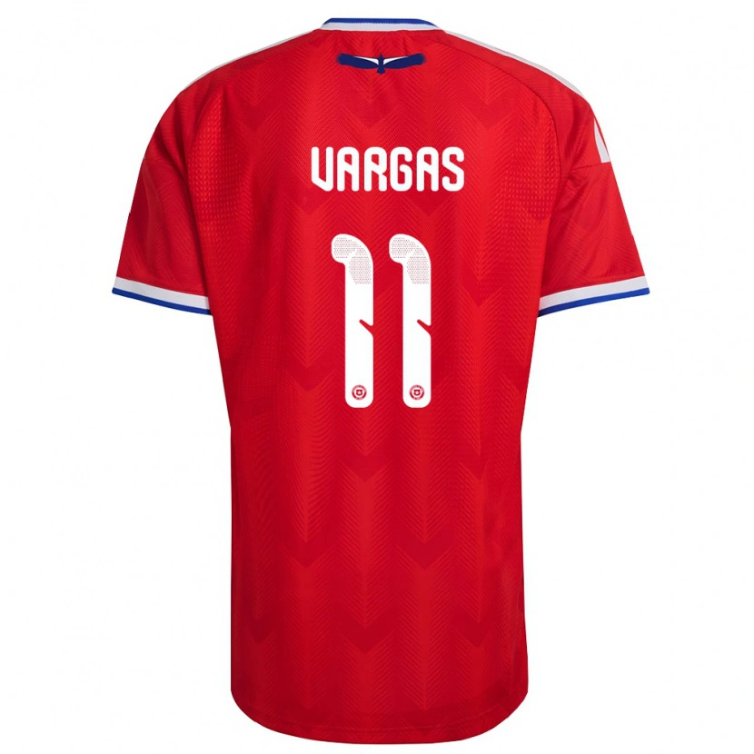 Danxen Kvinnor Chile Eduardo Vargas #11 Röd Vit Blå Hemmatröja Matchtröjor 26-28 Tröjor T-Tröja