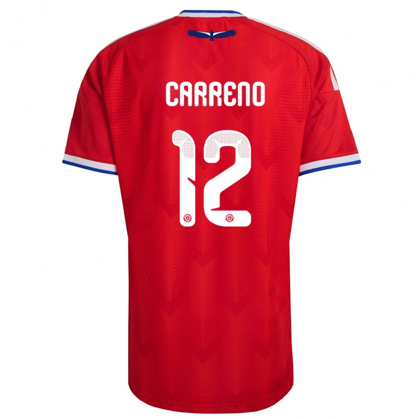 Danxen Kvinnor Chile Diego Carreño #12 Röd Vit Blå Hemmatröja Matchtröjor 26-28 Tröjor T-Tröja