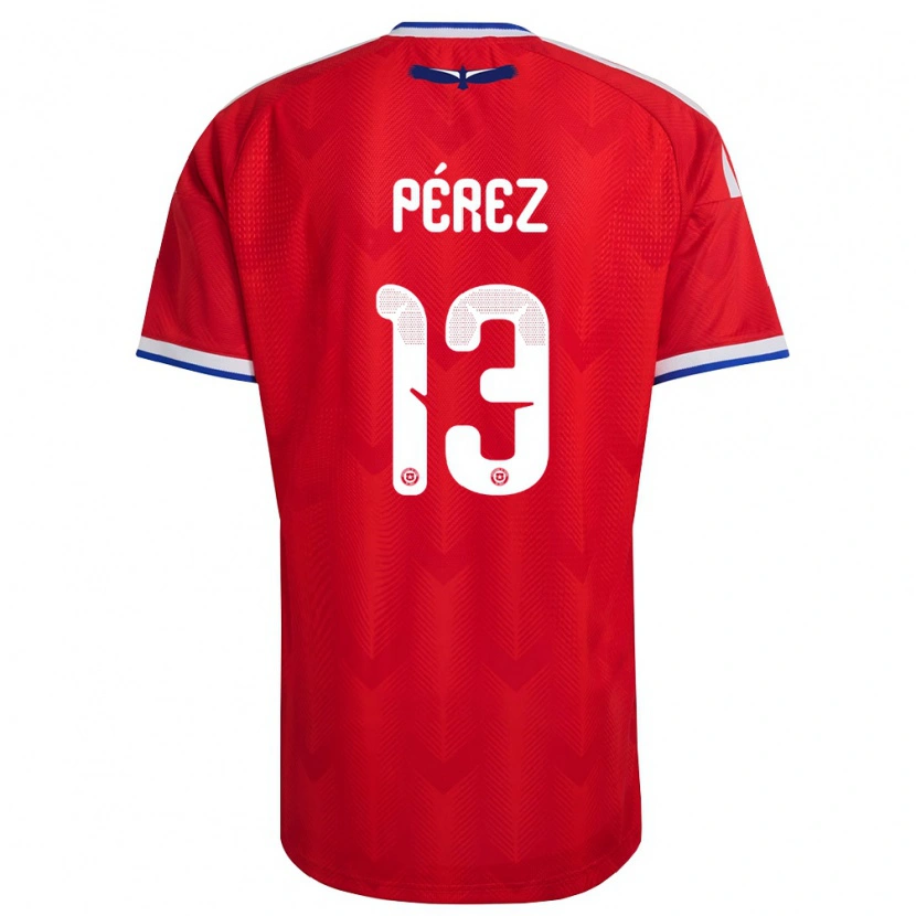 Danxen Kvinnor Chile Matías Pérez #13 Röd Vit Blå Hemmatröja Matchtröjor 26-28 Tröjor T-Tröja
