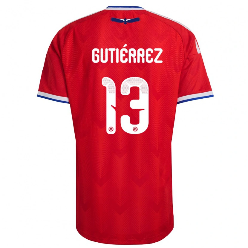 Danxen Kvinnor Chile Javier Gutiérrez #13 Röd Vit Blå Hemmatröja Matchtröjor 26-28 Tröjor T-Tröja