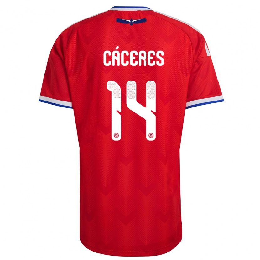 Danxen Kvinnor Chile Franco Cáceres #14 Röd Vit Blå Hemmatröja Matchtröjor 26-28 Tröjor T-Tröja