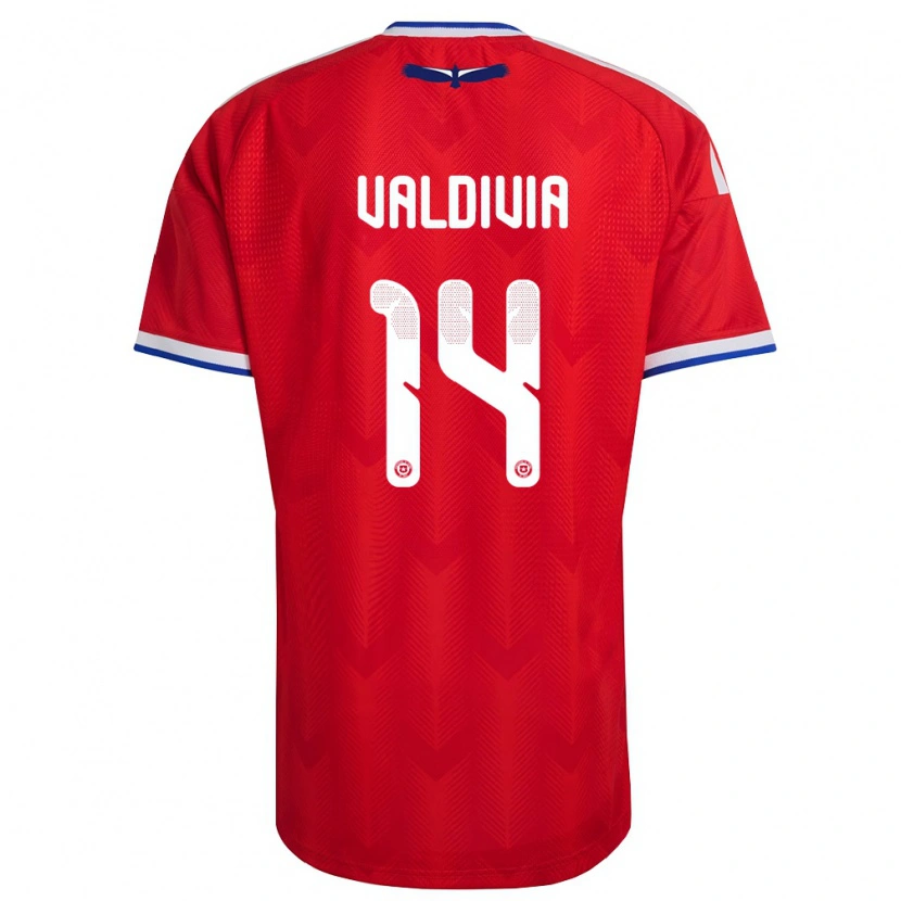 Danxen Kvinnor Chile Felipe Valdivia #14 Röd Vit Blå Hemmatröja Matchtröjor 26-28 Tröjor T-Tröja