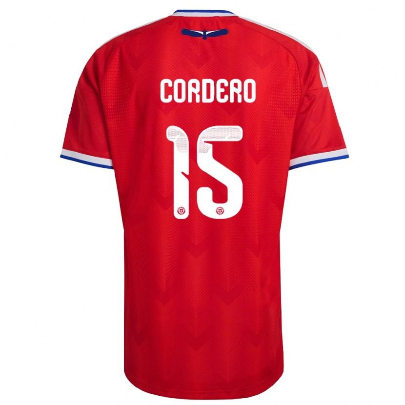 Danxen Kvinnor Chile Renato Cordero #15 Röd Vit Blå Hemmatröja Matchtröjor 26-28 Tröjor T-Tröja