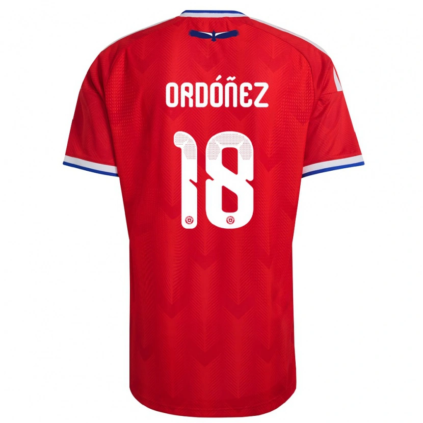 Danxen Kvinnor Chile Samuel Ordóñez #18 Röd Vit Blå Hemmatröja Matchtröjor 26-28 Tröjor T-Tröja