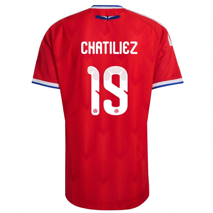 Danxen Kvinnor Chile Willy Chatiliez #19 Röd Vit Blå Hemmatröja Matchtröjor 26-28 Tröjor T-Tröja