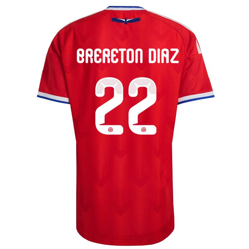 Danxen Kvinnor Chile Ben Brereton Díaz #22 Röd Vit Blå Hemmatröja Matchtröjor 26-28 Tröjor T-Tröja