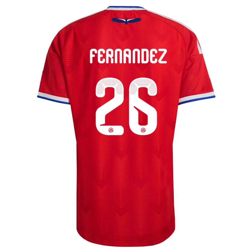 Danxen Kvinnor Chile Nicolás Fernández #26 Röd Vit Blå Hemmatröja Matchtröjor 26-28 Tröjor T-Tröja