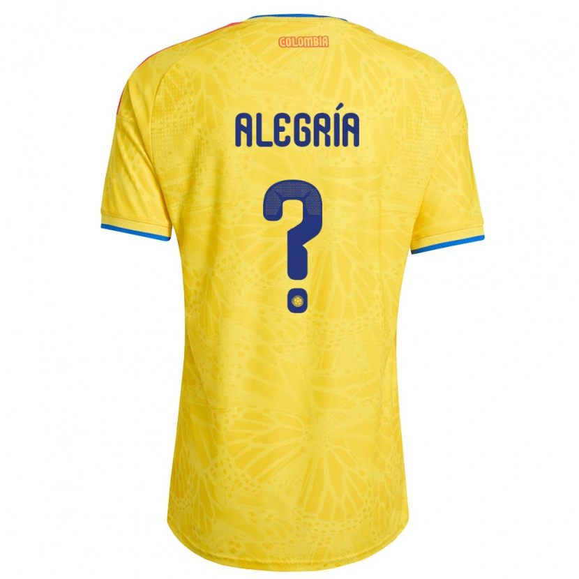 Danxen Kvinnor Colombia Juan Alegría #0 Gul Blå Röd Hemmatröja Matchtröjor 26-28 Tröjor T-Tröja