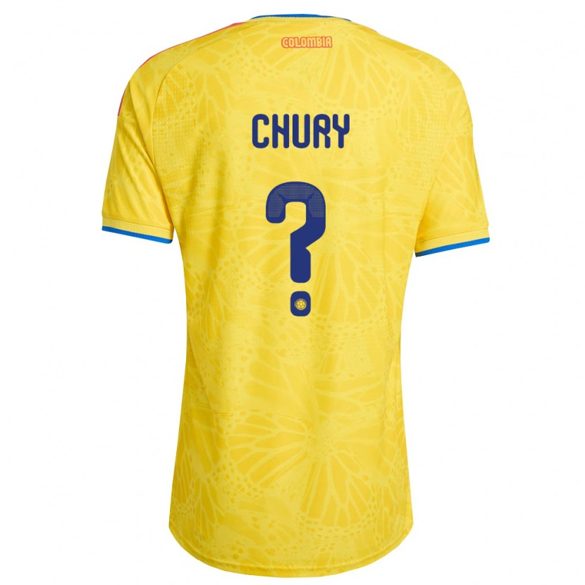 Danxen Kvinnor Colombia Brandon Chury #0 Gul Blå Röd Hemmatröja Matchtröjor 26-28 Tröjor T-Tröja