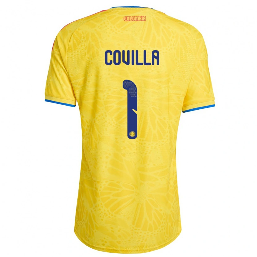 Danxen Kvinnor Colombia Juan Covilla #1 Gul Blå Röd Hemmatröja Matchtröjor 26-28 Tröjor T-Tröja