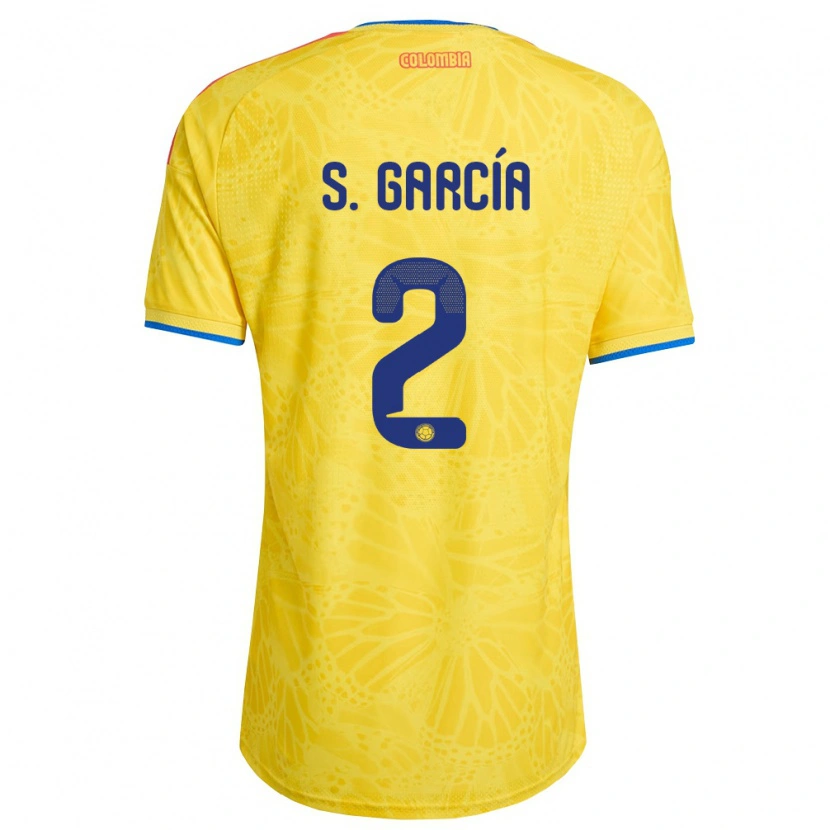 Danxen Kvinnor Colombia Simón García #2 Gul Blå Röd Hemmatröja Matchtröjor 26-28 Tröjor T-Tröja