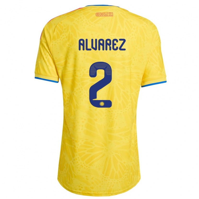 Danxen Kvinnor Colombia Mary Álvarez #2 Gul Blå Röd Hemmatröja Matchtröjor 26-28 Tröjor T-Tröja