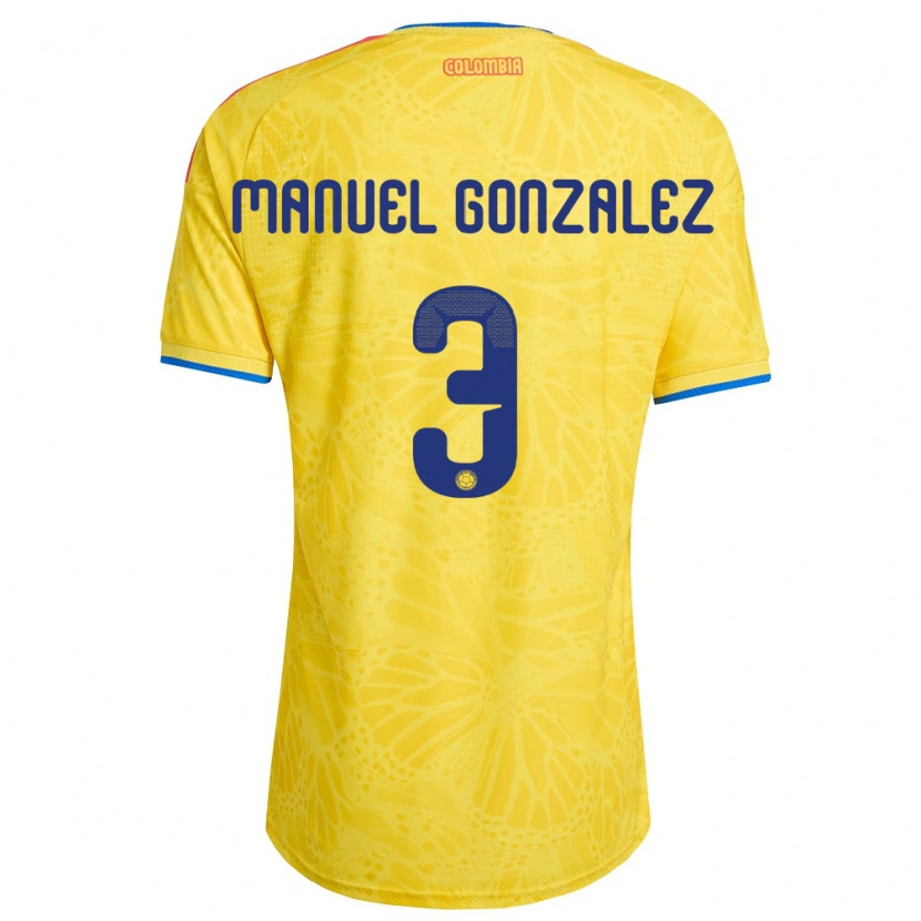 Danxen Kvinnor Colombia Carlos Manuel González #3 Gul Blå Röd Hemmatröja Matchtröjor 26-28 Tröjor T-Tröja