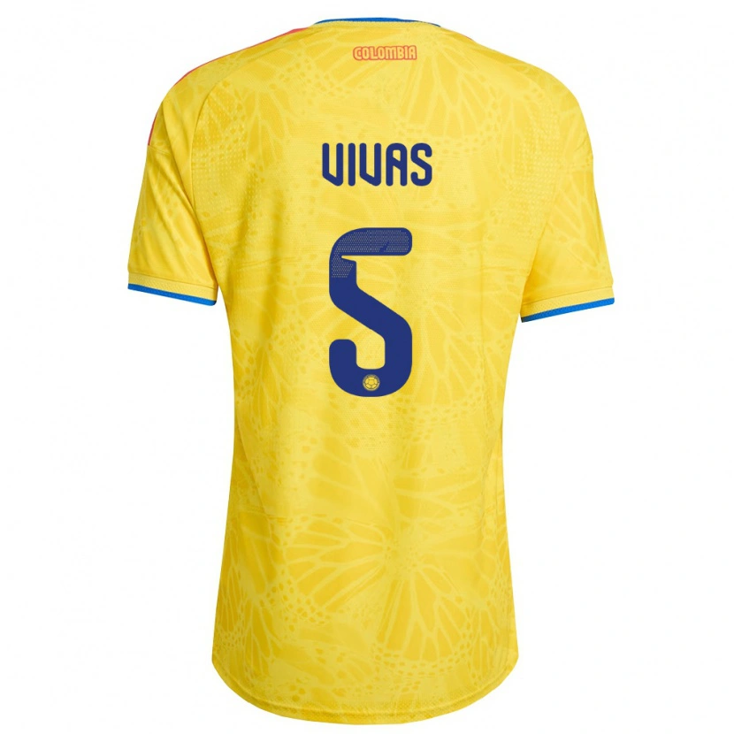 Danxen Kvinnor Colombia Weimar Vivas #5 Gul Blå Röd Hemmatröja Matchtröjor 26-28 Tröjor T-Tröja