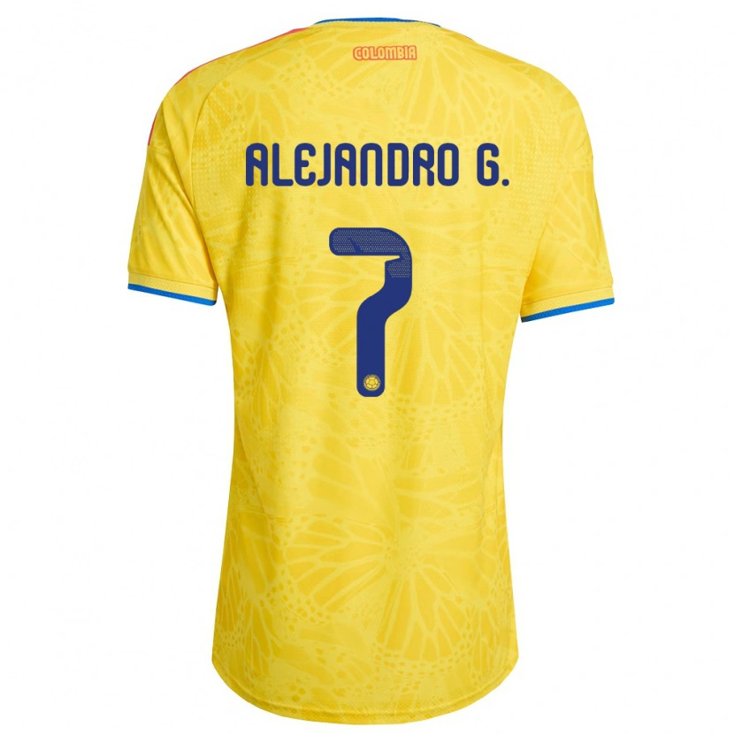 Danxen Kvinnor Colombia Alejandro García #7 Gul Blå Röd Hemmatröja Matchtröjor 26-28 Tröjor T-Tröja