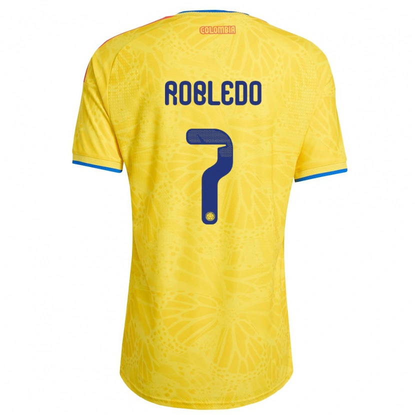 Danxen Kvinnor Colombia Gisela Robledo #7 Gul Blå Röd Hemmatröja Matchtröjor 26-28 Tröjor T-Tröja