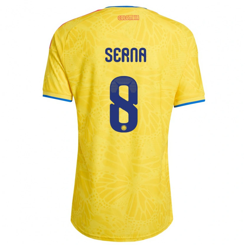 Danxen Kvinnor Colombia Liced Serna #8 Gul Blå Röd Hemmatröja Matchtröjor 26-28 Tröjor T-Tröja