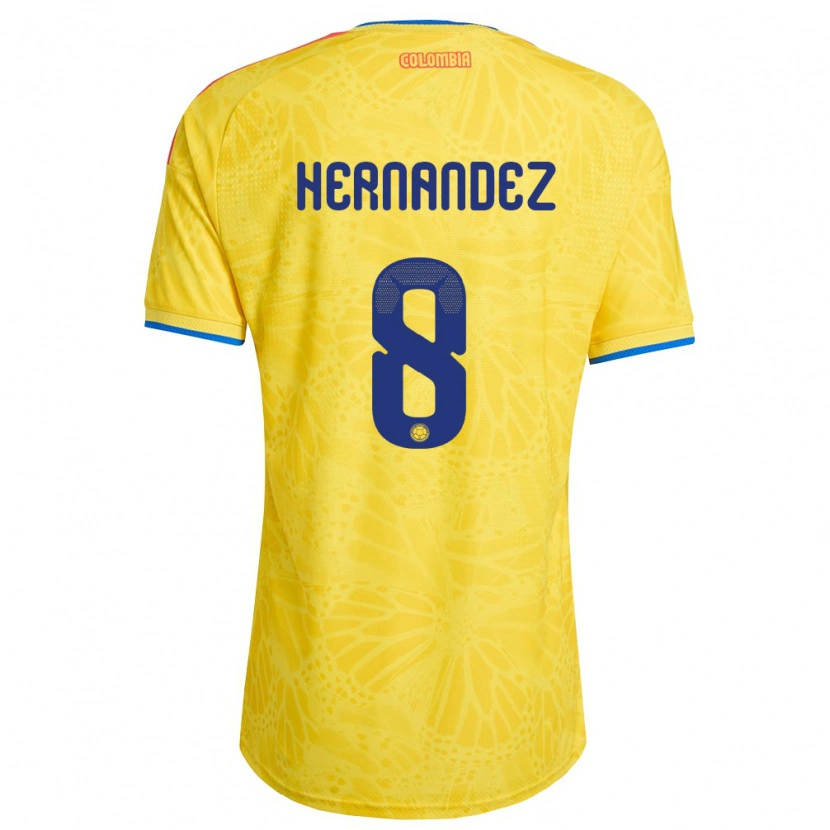 Danxen Kvinnor Colombia Natalia Hernández #8 Gul Blå Röd Hemmatröja Matchtröjor 26-28 Tröjor T-Tröja