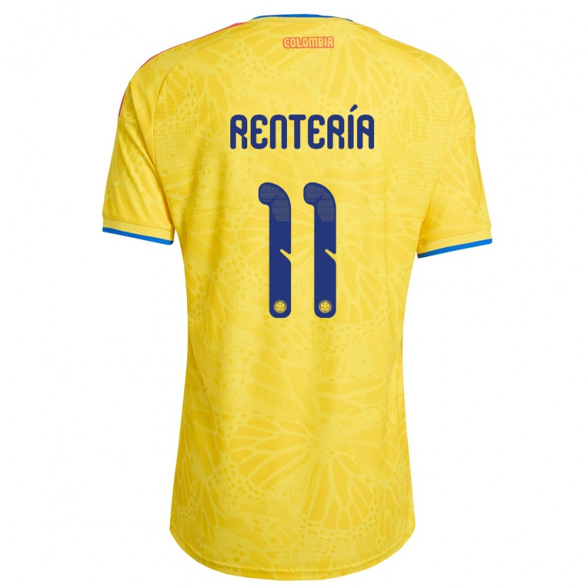 Danxen Kvinnor Colombia Jhon Rentería #11 Gul Blå Röd Hemmatröja Matchtröjor 26-28 Tröjor T-Tröja