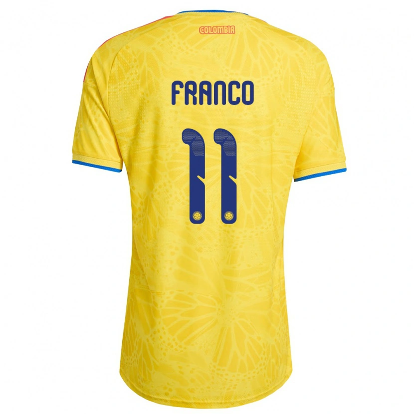 Danxen Kvinnor Colombia Anyelo Franco #11 Gul Blå Röd Hemmatröja Matchtröjor 26-28 Tröjor T-Tröja